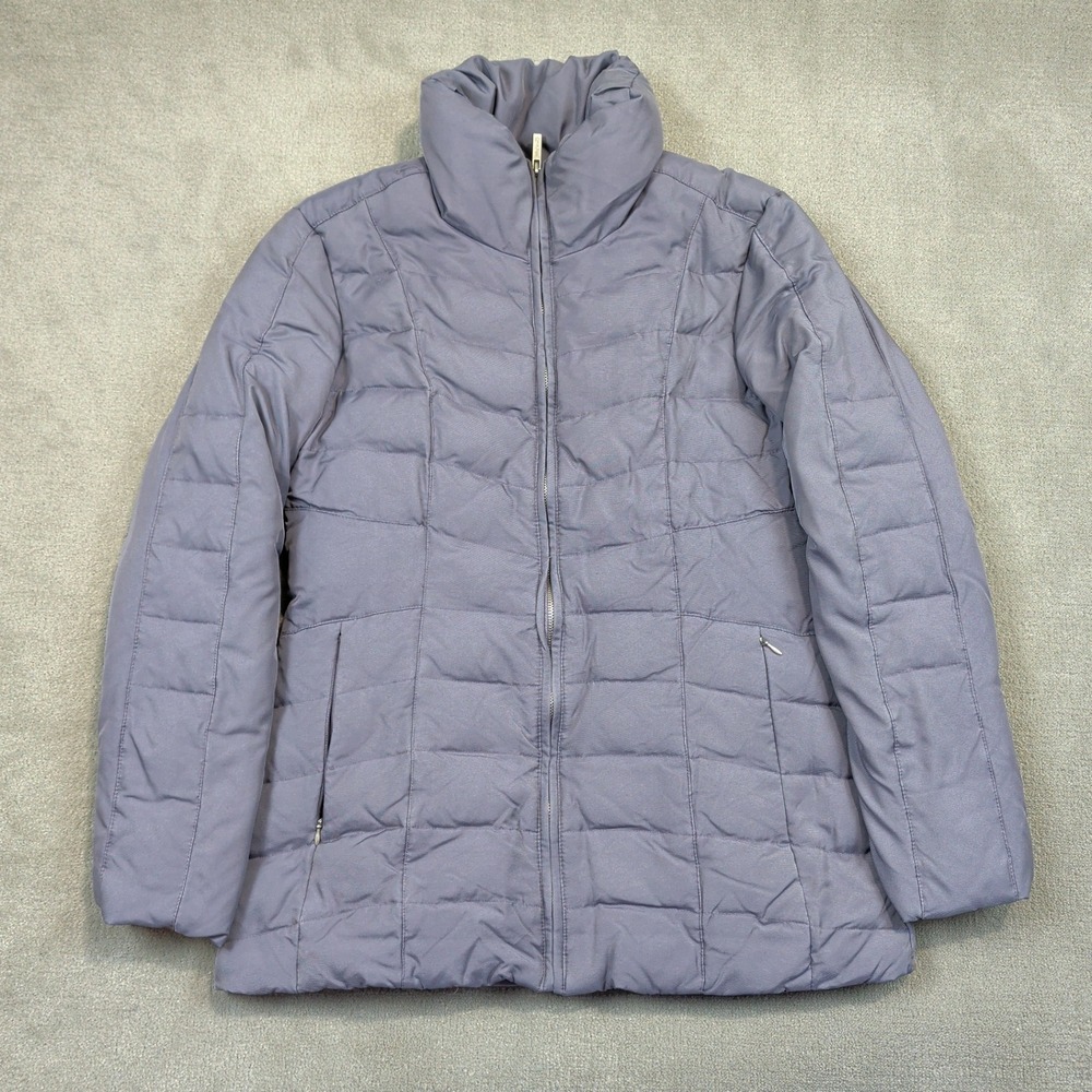 Calvin Klein Puffer Jacket Womens Small Purple Down Filled Faux Fur Quilted